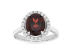 3.0CT DIAMOND & AAA GARNET 14KT WHITE GOLD 3D OVAL & ROUND HALO FLOWER FUN RING