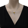 2.98CT DIAMOND & AAA ORANGE & YELLOW SAPPHIRE 18KT WHITE GOLD TRIANGULAR PENDANT