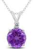 .62CT DIAMOND & AAA AMETHYST 14KT WHITE GOLD 3D CLASSIC ROUND FLOATING PENDANT
