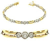 1.54CT DIAMOND 14KT 2 TONE GOLD ROUND PAST PRESENT FUTURE BEZEL TENNIS BRACELET