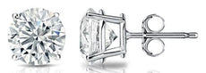EXTRA LARGE 4.02CT DIAMOND 18KT WHITE GOLD ROUND 4 PRONG SOLITAIRE STUD EARRINGS