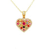 .87CT DIAMOND & AAA MULTI COLOR SAPPHIRE 18KT YELLOW GOLD 3D FLOATING PENDANT