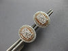 LARGE .69CT DIAMOND 14KT 2 TONE GOLD 3D CLUSTER OVAL DOUBLE HALO STUD EARRINGS