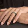 ESTATE 4.25CT AAA EMERALD 14KT WHITE GOLD 3D SHARED PRONG ETERNITY LOVE FUN RING
