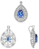 1.75CT DIAMOND & AAA SAPPHIRE 18K WHITE GOLD PEAR SHAPE & ROUND FILIGREE PENDANT