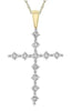 ESTATE .37CT DIAMOND 14KT 2 TONE GOLD 3D CLASSIC PRINCESS CROSS FLOATING PENDANT