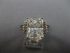 LARGE 5.18CT CUBIC ZIRCONIA 14KT WHITE GOLD 3D CUSHION & ROUND ENGAGEMENT RING
