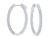 ESTATE 2.0CT DIAMOND 14KT WHITE GOLD 3D CLASSIC OVAL DOUBLE SIDED HOOP EARRINGS