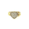 ESTATE LARGE .74CT DIAMOND 18KT YELLOW GOLD 3D PAVE HEART HALO CLASSIC LOVE RING