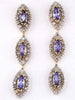 2.15CT DIAMOND & AAA TANZANITE 14K YELLOW GOLD MARQUISE & ROUND HANGING EARRINGS