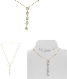 1.18CT DIAMOND 14KT YELLOW GOLD ROUND & BAGUETTE INVISIBLE MULTI SHAPE NECKLACE