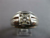 ESTATE LARGE .50CT DIAMOND 14KT WHITE GOLD 3D SOLITAIRE HANDCRAFTED MENS RING