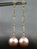 ESTATE .42CT DIAMOND & AAA PINK SOUTH SEA PEARL 18KT ROSE GOLD HANGING EARRINGS
