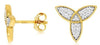 ESTATE .18CT DIAMOND 14KT 2 TONE GOLD 3D LEAF FLOWER STUD EARRINGS