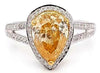 WIDE 2.68CT WHITE & FANCY YELLOW DIAMOND 18KT 2 TONE GOLD HALO ENGAGEMENT RING