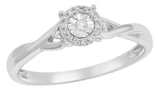 ESTATE .08CT DIAMOND 14KT WHITE GOLD 3D CLASSIC ROUND HALO INFINITY LOVE RING