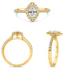 .76CT DIAMOND 18KT YELLOW GOLD 3D ROUND & MARQUISE CLASSIC HALO ENGAGEMENT RING