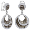 LARGE 5.35CT WHITE & CHOCOLATE FANCY DIAMOND 18KT WHITE GOLD 3D HANGING EARRINGS