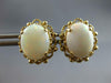 ESTATE LARGE AAA OPAL 14KT YELLOW GOLD OVAL FILIGREE FLOWER STUD EARRINGS #27496