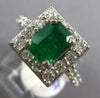 ESTATE 2.72CT DIAMOND & AAA EMERALD 14KT WHITE GOLD EMERALD CUT ENGAGEMENT RING
