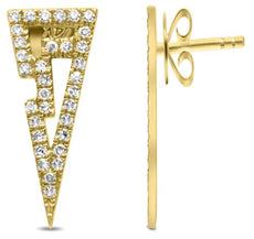 ESTATE .15CT DIAMOND 14KT YELLOW GOLD 3D TRIANGULAR FUN HANGING EARRINGS