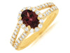 1.65CT DIAMOND & AAA RHODOLITE 14KT YELLOW GOLD OVAL ROUND FLOWER HALO LOVE RING