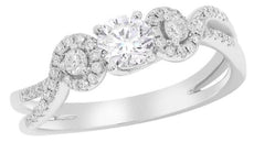 .69CT DIAMOND 14KT WHITE GOLD 3D SOLITAIRE 3 STONE INFINITY LOVE ENGAGEMENT RING