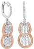 1.46CT DIAMOND 18K ROSE & WHITE GOLD 3D DOUBLE HORSESHOE HUGGIE HANGING EARRINGS