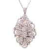 LARGE 4.88CT DIAMOND 18KT WHITE GOLD 3D MULTI FLOWER COCKTAIL FLOATING PENDANT