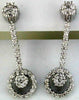 ESTATE 1.0CT DIAMOND 14KT WHITE GOLD 3D FLOWER CIRCLE OF LIFE HANGING EARRINGS
