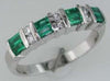.61CT DIAMOND & AAA EMERALD 14KT WHITE GOLD 3D ROUND & BAGUETTE ANNIVERSARY RING