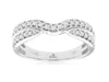 ESTATE .44CT DIAMOND 14KT WHITE GOLD 3D ROUND TWO ROW V SHAPE ANNIVERSARY RING