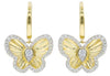 ESTATE .39CT DIAMOND 14KT YELLOW GOLD 3D CLASSIC BUTTERFLY LOVE HANGING EARRINGS
