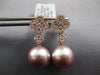 .77CT DIAMOND & AAA PINK SOUTH SEA PEARL 18KT ROSE GOLD FLOWER HANGING EARRINGS