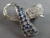 ESTATE .95CT DIAMOND & AAA SAPPHIRE 14K WHITE GOLD BOW PENDANT BROOCH PIN #27733