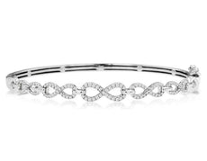 .42CT DIAMOND 14KT WHITE GOLD 3D MULTI INFINITY SEMI ETERNITY BANGLE BRACELET