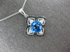 LARGE 2.53CT WHITE & BLACK DIAMOND & BLUE TOPAZ 14KT WHITE GOLD CUSHION PENDANT