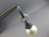 ESTATE LARGE 1.57CT DIAMOND & AAA SAPPHIRE & SOUTH SEA PEARL 18K WHITE GOLD 3D EARRINGS