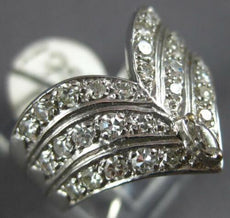 ANTIQUE WIDE 1.26CT DIAMOND 14KT WHITE GOLD THREE ROW V SHAPE ANNIVERSARY RING