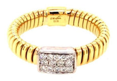 ESTATE .18CT DIAMOND 18KT WHITE & YELLOW GOLD CLASSIC PAVE SQUARE SNAKE FUN RING