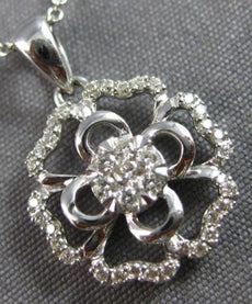ESTATE .19CT DIAMOND 14KT WHITE GOLD CLASSIC MULTI HEART FLOWER FLOATING PENDANT