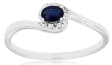 .29CT DIAMOND & AAA SAPPHIRE 14KT WHITE GOLD 3D OVAL & ROUND LOVE KNOT FUN RING