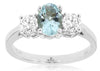 1.18CT DIAMOND & AAA AQUAMARINE 14KT WHITE GOLD 3D OVAL & ROUND ENGAGEMENT RING
