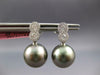 .33CT DIAMOND & AAA TAHITIAN PEARL 14K WHITE GOLD DOUBLE FLOWER HANGING EARRINGS