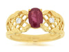 ESTATE 1.0CT DIAMOND & AAA RUBY 14KT YELLOW GOLD OVAL & ROUND OPEN FILIGREE RING