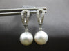 ESTATE .26CT DIAMOND & AAA SOUTH SEA PEARL 14KT WHITE GOLD FUN HANGING EARRINGS