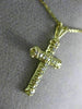 ANTIQUE .30CT DIAMOND 14KT YELLOW GOLD 3D CLASSIC CROSS FLOATING PENDANT #2891