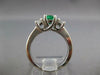 .77CT DIAMOND & AAA EMERALD 14KT WHITE GOLD ROUND 3 STONE ENGAGEMENT RING #27235