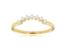 ESTATE .17CT DIAMOND 14KT YELLOW GOLD V SHAPE SEVEN STONE ROUND ANNIVERSARY RING