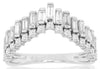 ESTATE .75CT DIAMOND 14KT WHITE GOLD 3D ROUND & BAGUETTE V SHAPE CROWN RING
